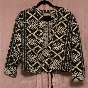 Who What Wear Ikat jacquard jacket w/ fringe